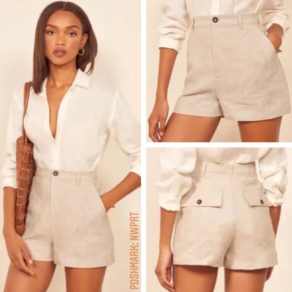 REFORMATION Sterling Linen High Rise Shorts Size 2